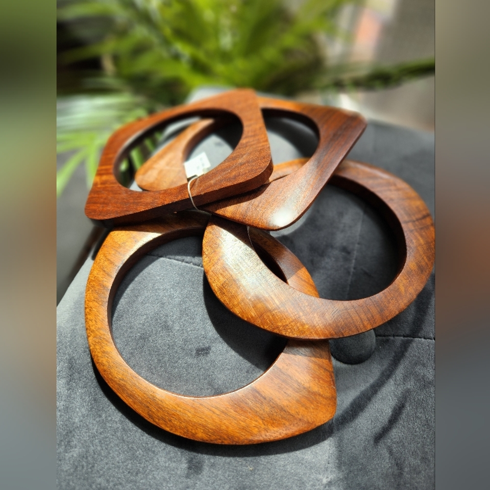 Bundle of 4 Geometric Wooden Bracelets